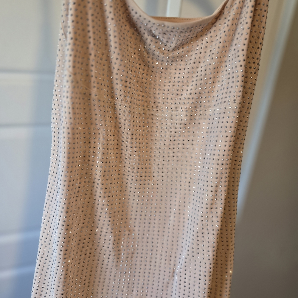 Bebe Chic Beige Embellished Dress